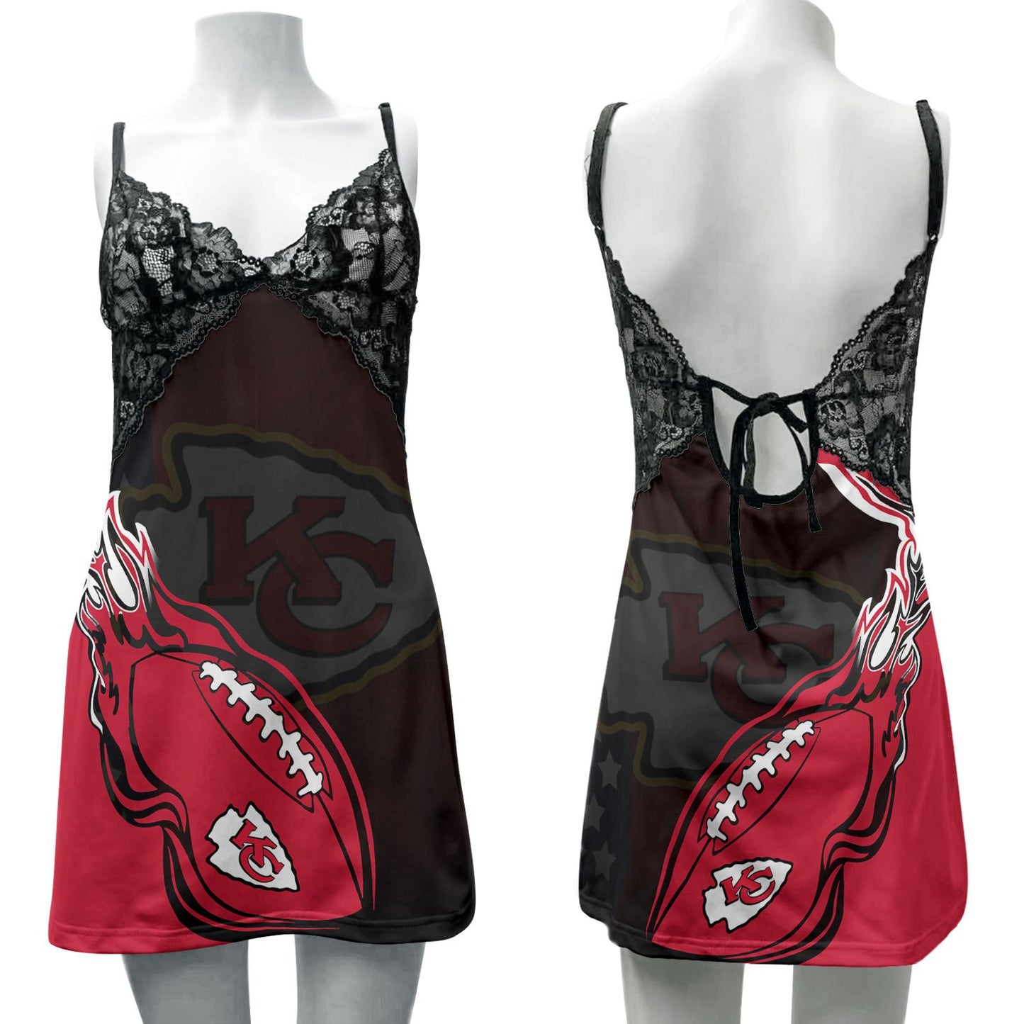 Kansas City Chiefs Lace Back Strap Slip Dress 362
