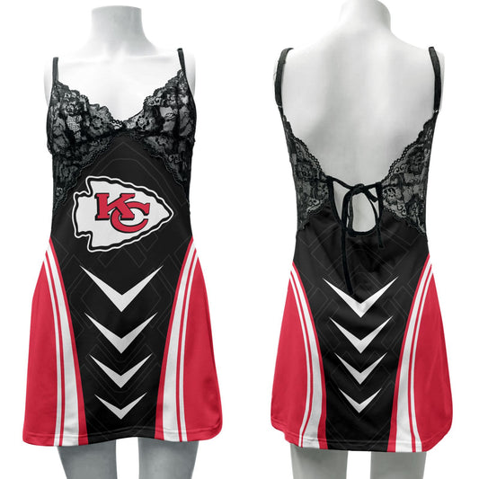 Kansas City Chiefs Lace Back Strap Slip Dress 387