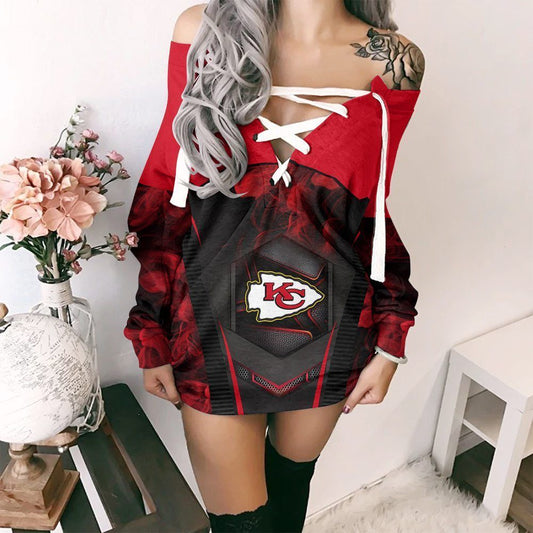 Kansas City Chiefs Lace-Up Sweatshirt 06