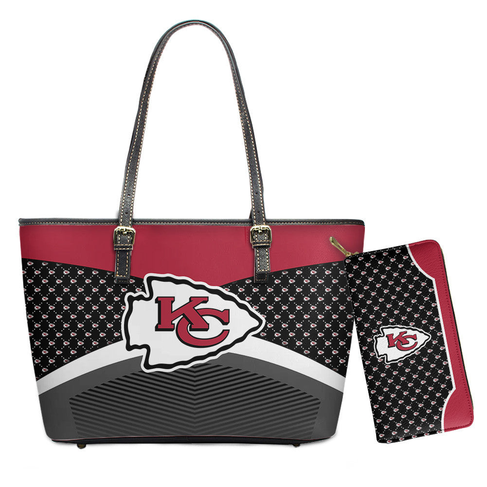 Kansas City Chiefs Leather Tote Hand Bag and Purse Set BB02