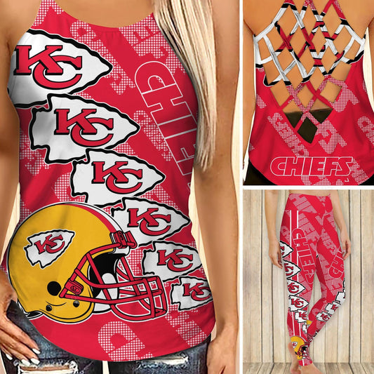 Kansas City Chiefs Leggings And Cross Tank Top BG15