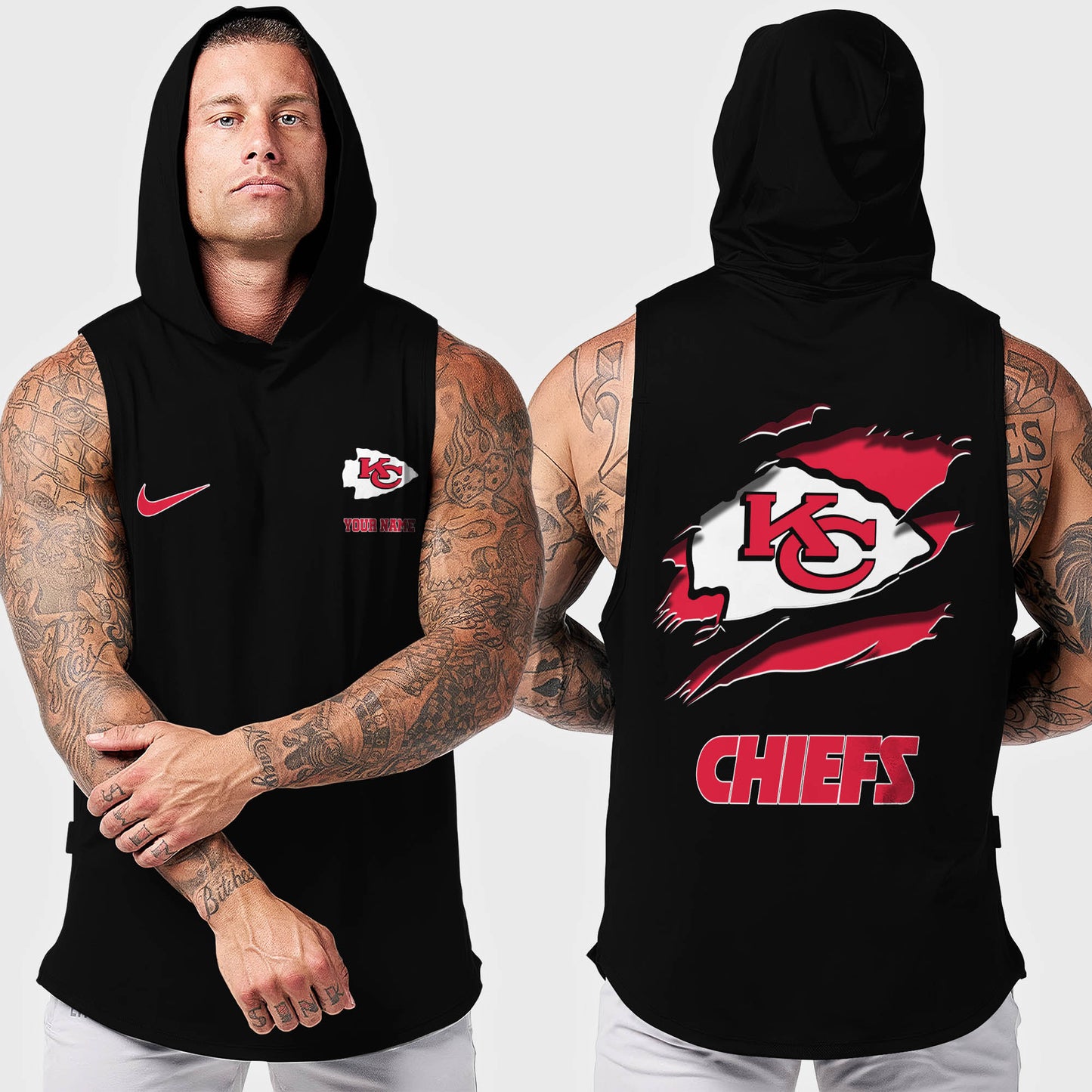 Kansas City Chiefs Men Workout Hooded Tank Top AZMGSH016