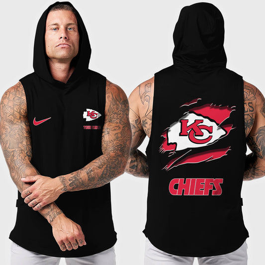 Kansas City Chiefs Men Workout Hooded Tank Top AZMGSH016