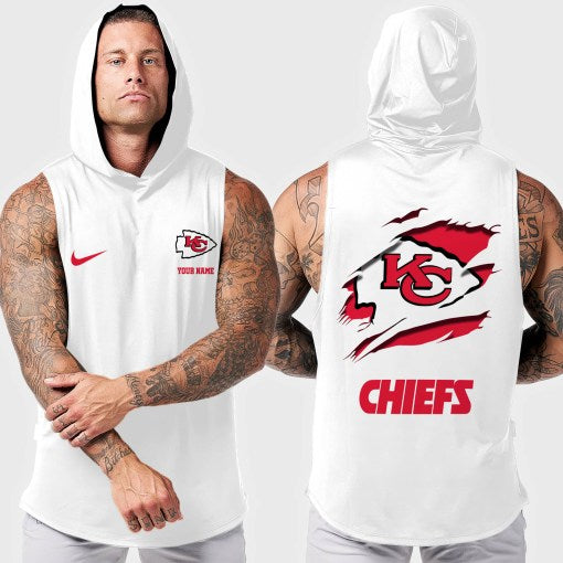Kansas City Chiefs Men Workout Hooded Tank Top AZMGSH016