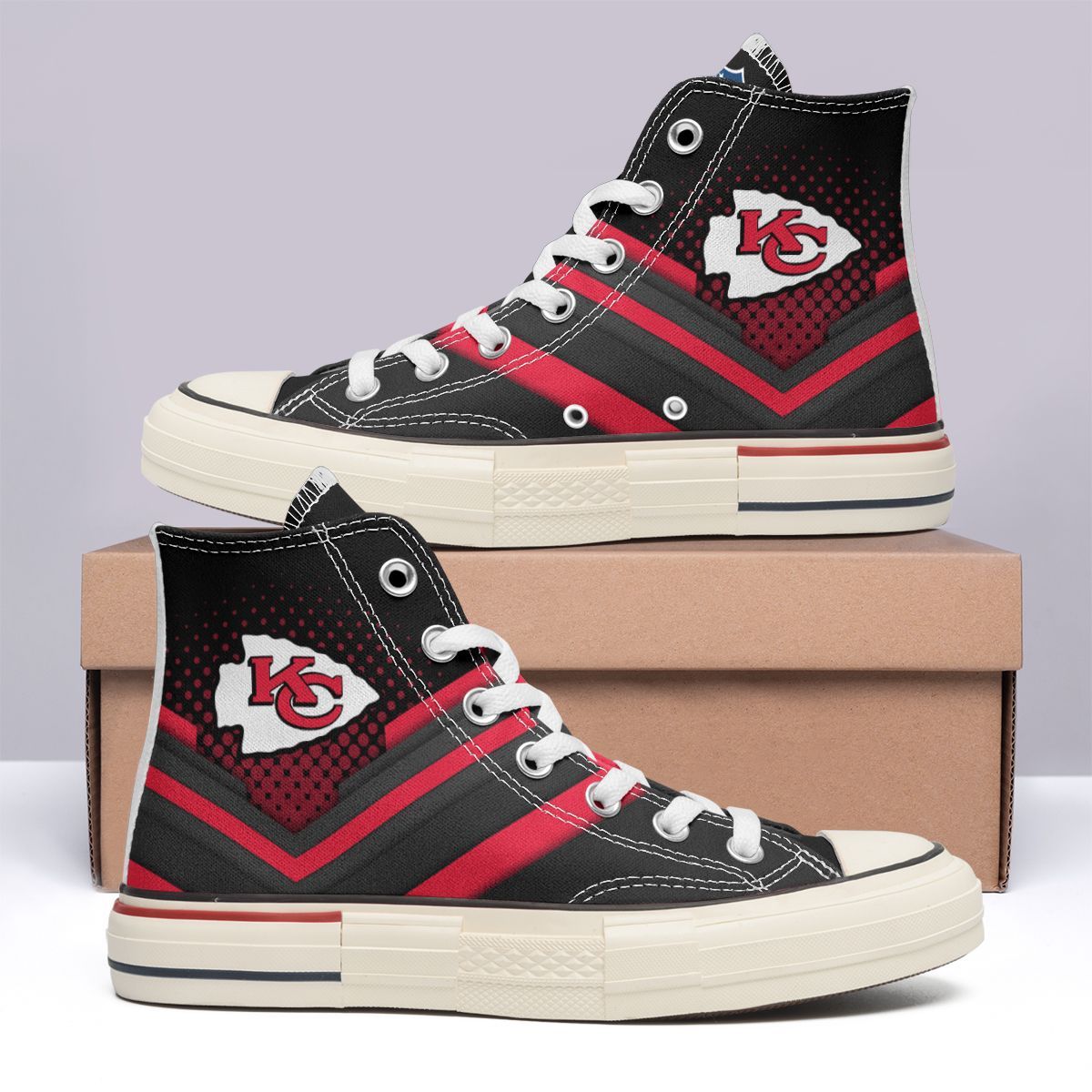 Kansas City Chiefs New High Top Canvas Shoes 07
