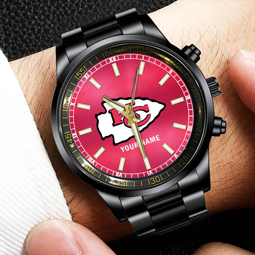 Kansas City Chiefs Black Fashion Watch Gifts For Sport Fans AZWATCH043