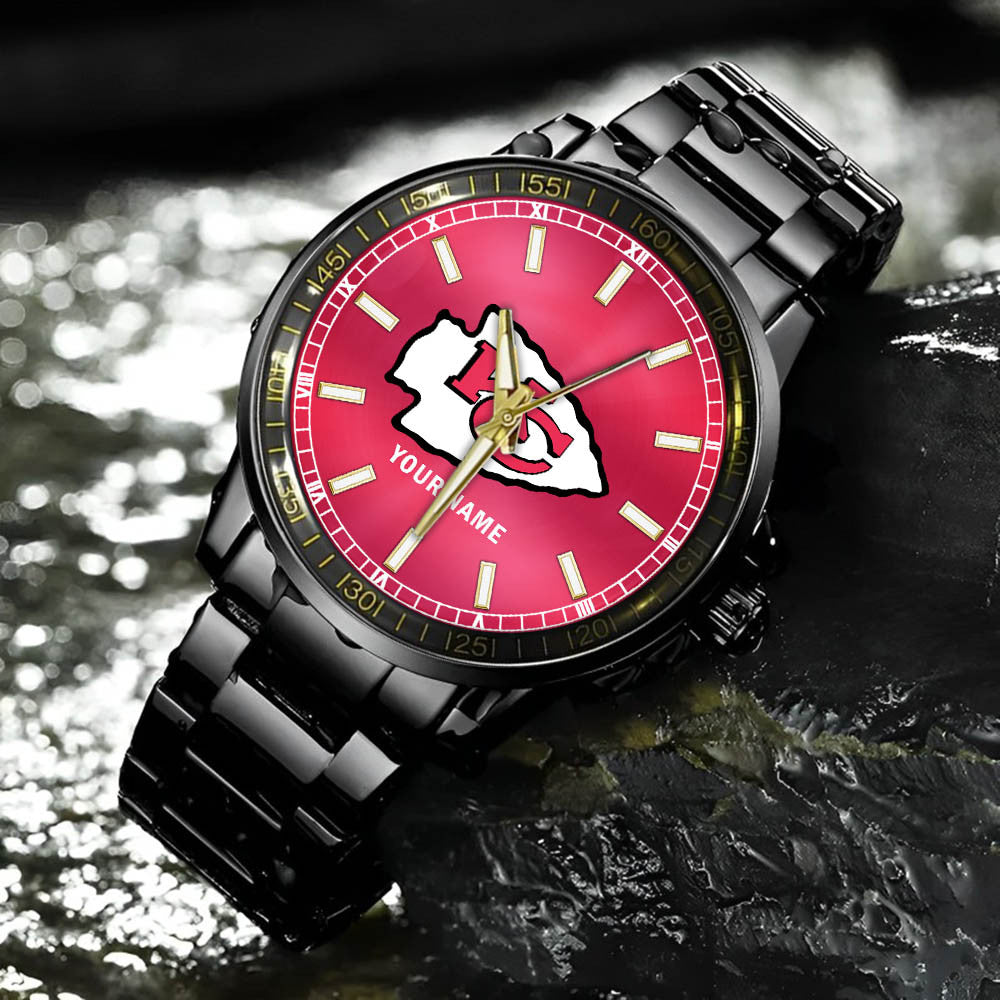 Kansas City Chiefs Black Fashion Watch Gifts For Sport Fans AZWATCH043