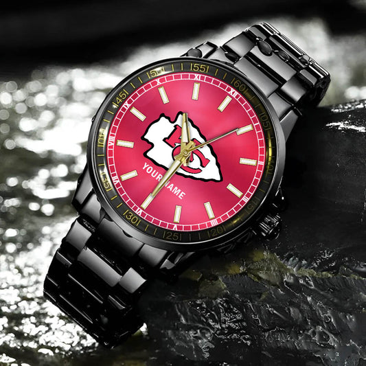Kansas City Chiefs Black Fashion Watch Gifts For Sport Fans AZWATCH043