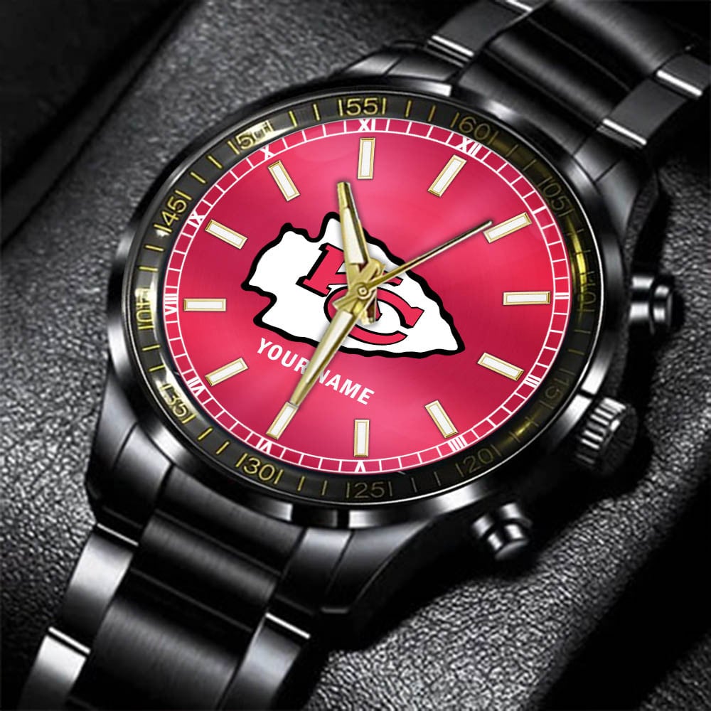 Kansas City Chiefs Black Fashion Watch Gifts For Sport Fans AZWATCH043