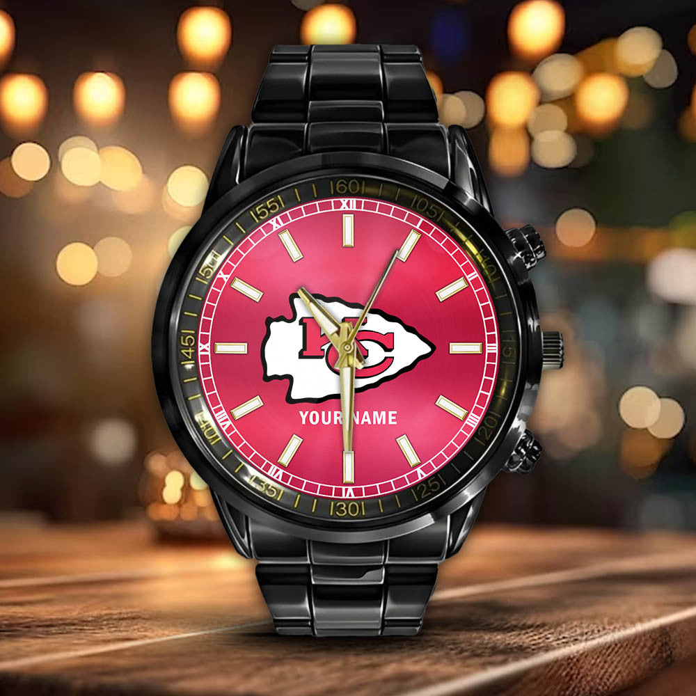 Kansas City Chiefs Black Fashion Watch Gifts For Sport Fans AZWATCH043