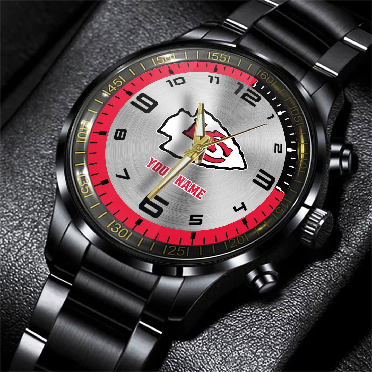 Kansas City Chiefs Black Fashion Watch Gifts For Sport Fans AZWATCH016