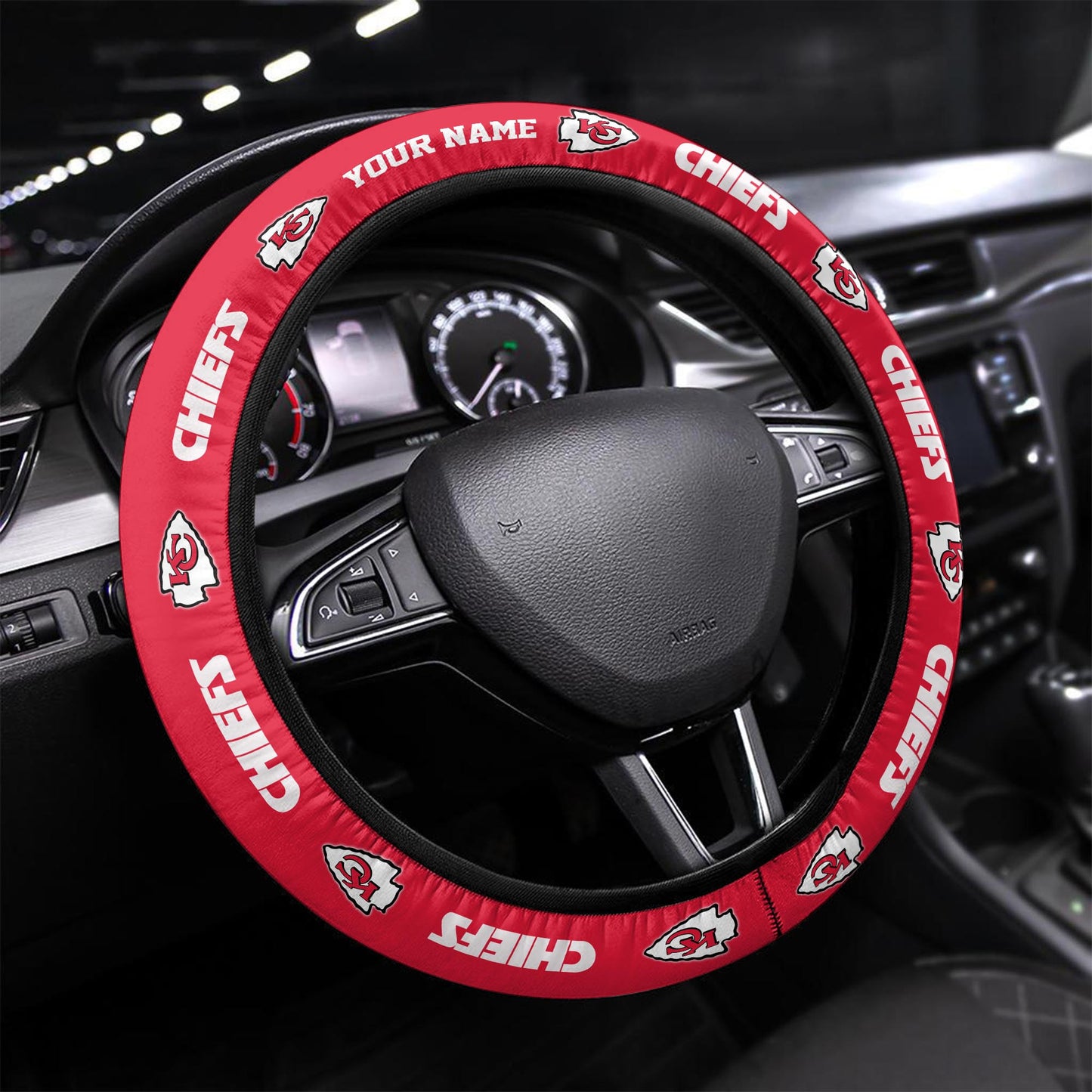 Kansas City Chiefs Personalized 3D Steering Wheel Cover 79