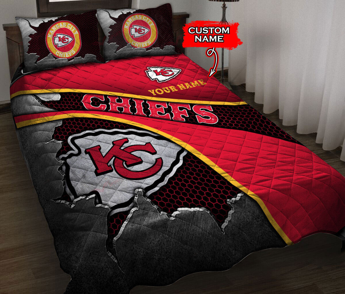 Kansas City Chiefs Personalized Quilt Set BG130