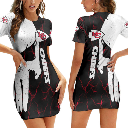 Kansas City Chiefs Short Sleeve Bodycon Mini Dress BG286