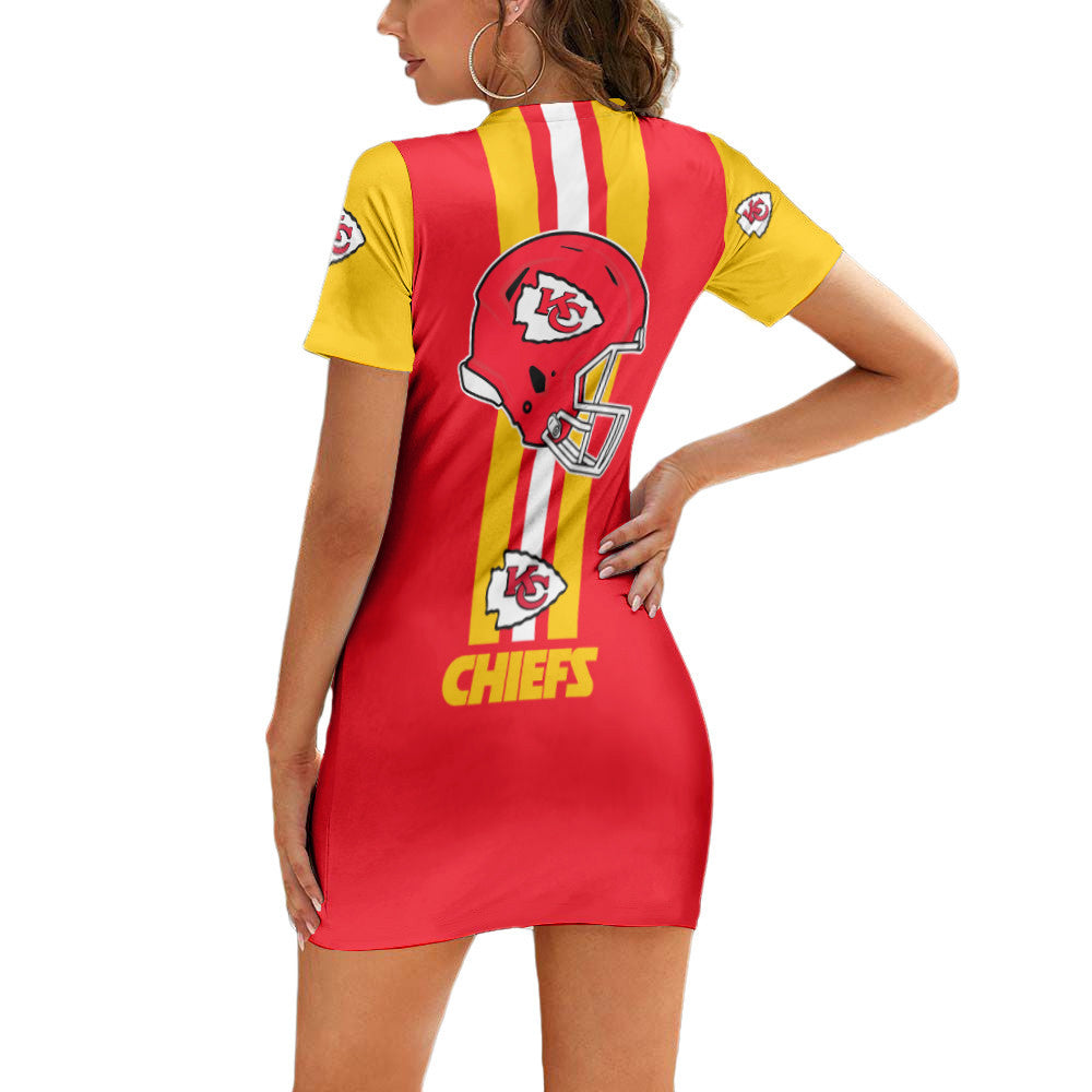 Kansas City Chiefs Sleeve Bodycon Mini Dress BG265