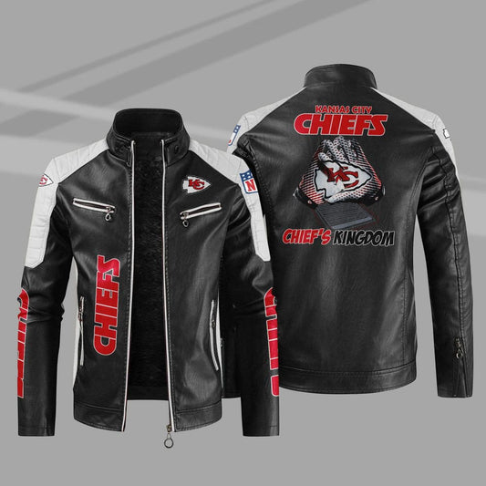 Kansas City Chiefs Stand Collar Leather Jacket BG08