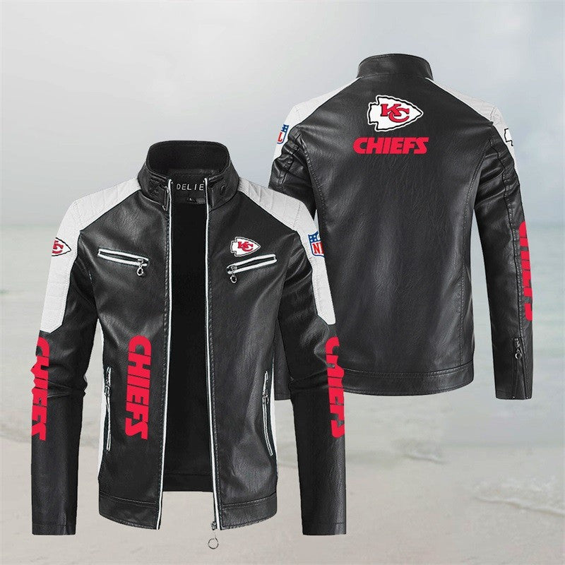 Kansas City Chiefs Stand Collar Leather Jacket BG47