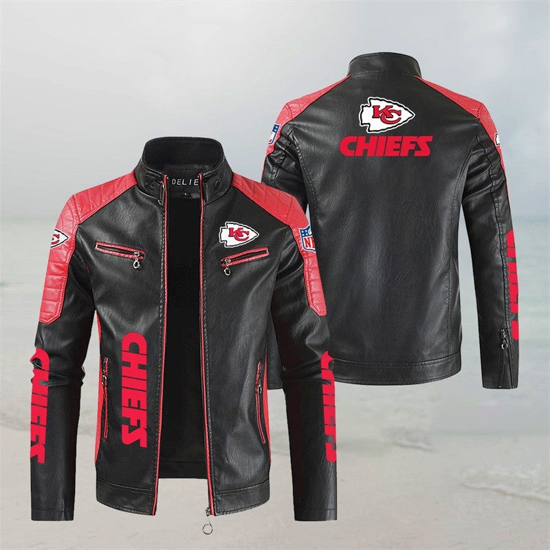 Kansas City Chiefs Stand Collar Leather Jacket BG47
