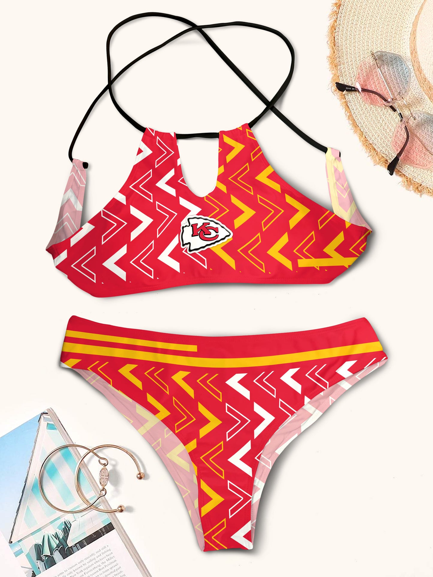 Kansas City Chiefs Women’s Cami Keyhole One-piece Swimsuit BG39