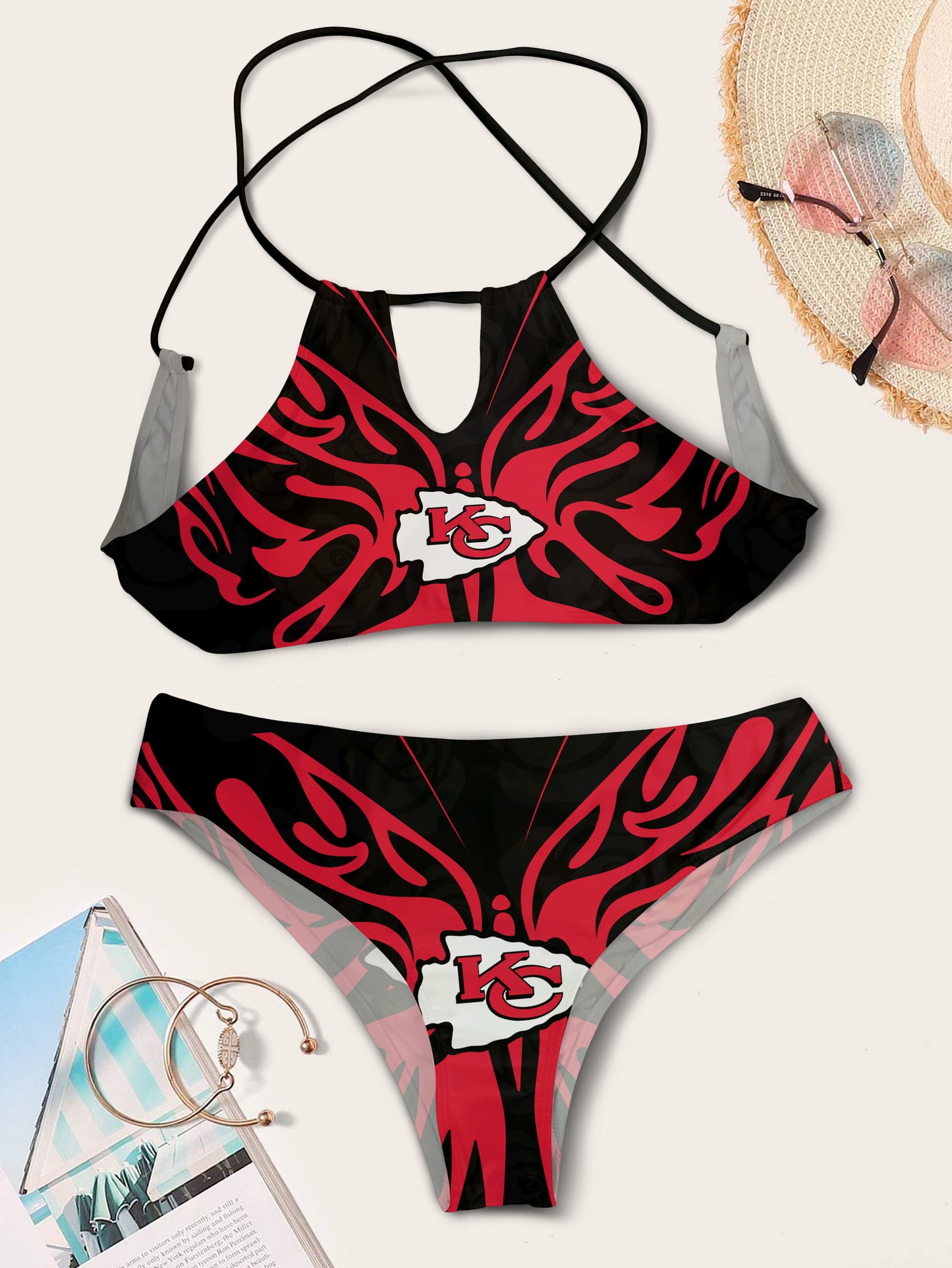 Kansas City Chiefs Women’s Cami Keyhole One-piece Swimsuit BG61
