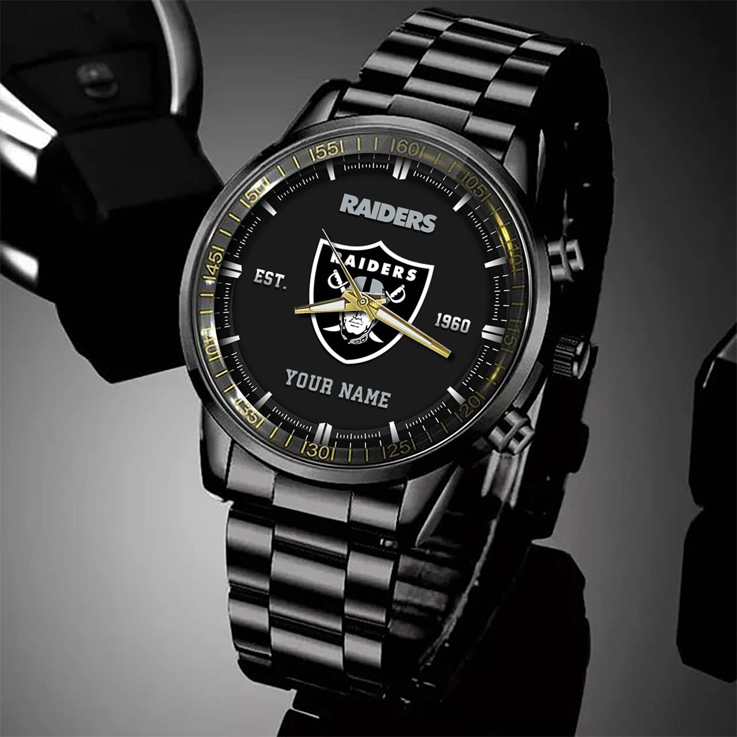 Las Vegas Raiders Black Fashion Watch Gifts For Sport Fans AZWATCH071
