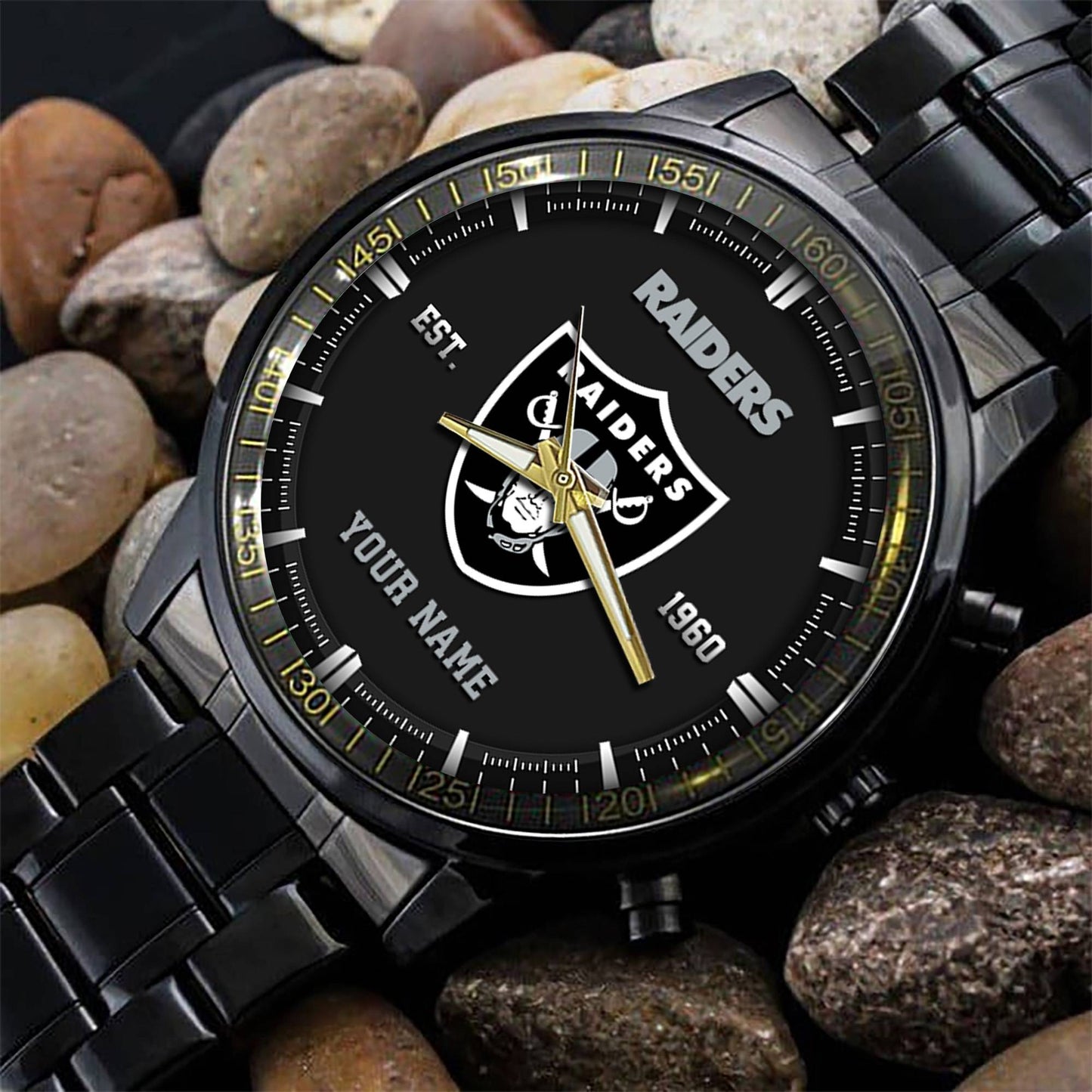 Las Vegas Raiders Black Fashion Watch Gifts For Sport Fans AZWATCH071