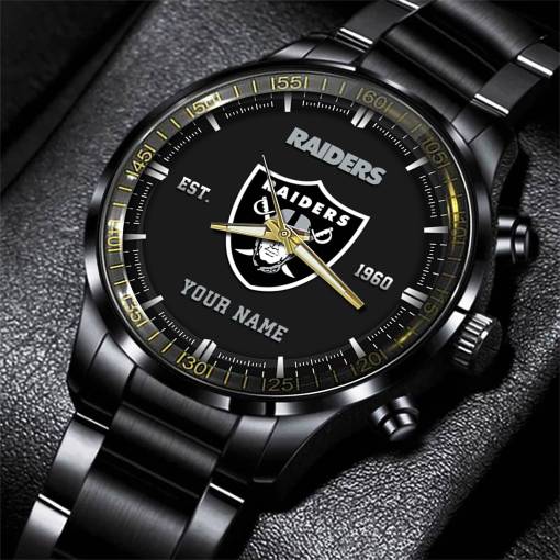 Las Vegas Raiders Black Fashion Watch Gifts For Sport Fans AZWATCH071