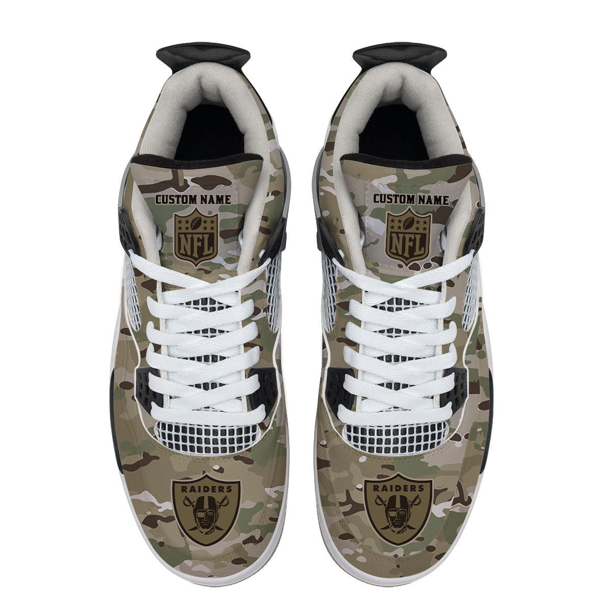 Las Vegas Raiders Camo Personalized AJ4 Sneaker BG12