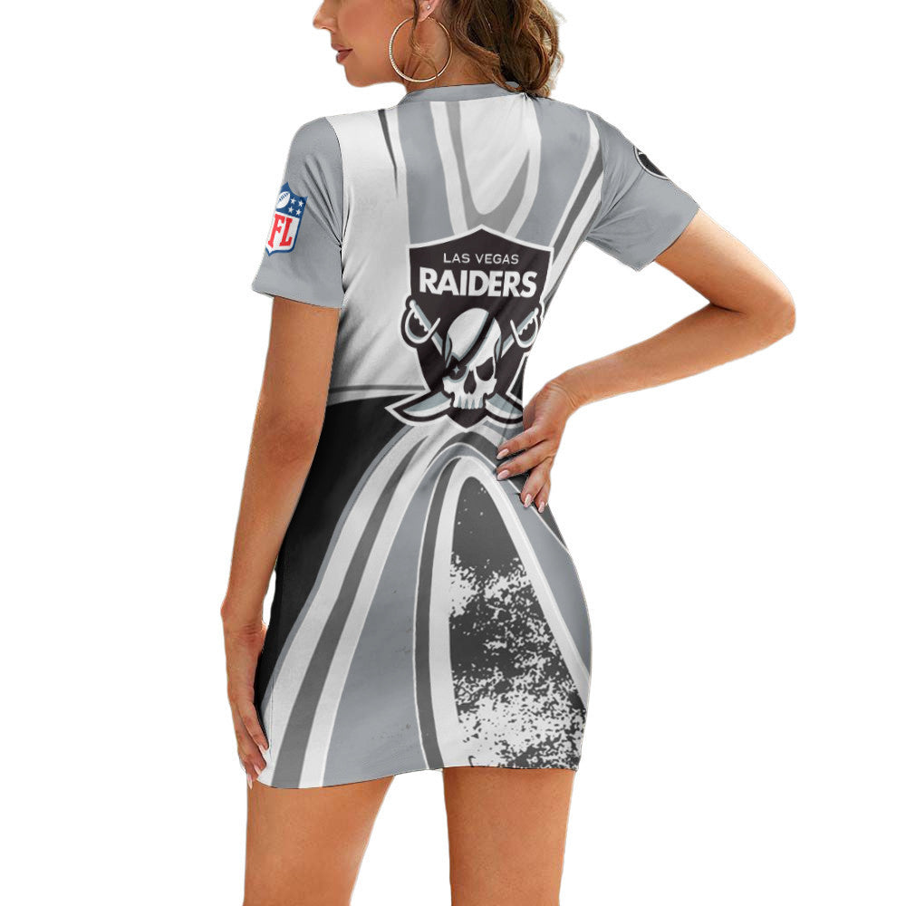 Las Vegas Raiders Casual Short Sleeve Bodycon Mini Dress BG133