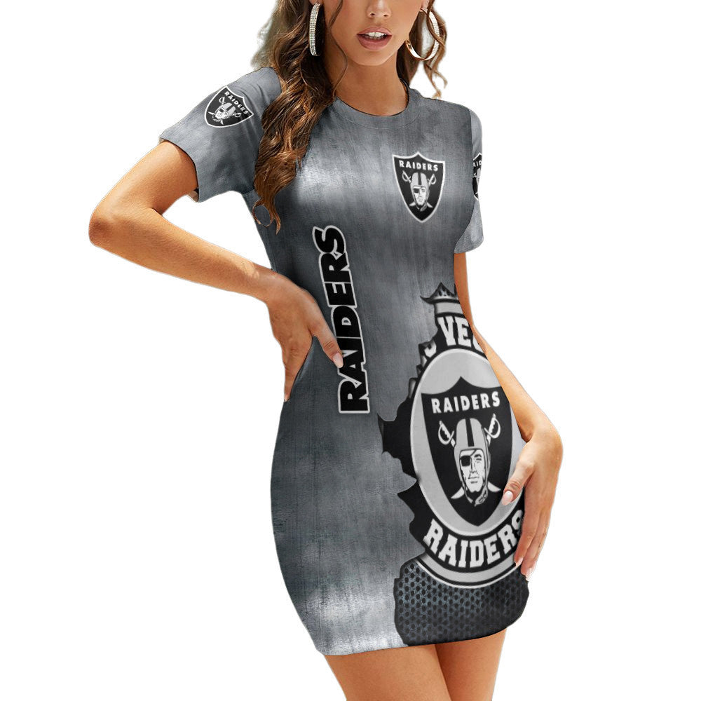 Las Vegas Raiders Casual Short Sleeve Bodycon Mini Dress BG205