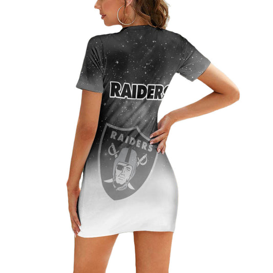 Las Vegas Raiders Casual Short Sleeve Bodycon Mini Dress BG77
