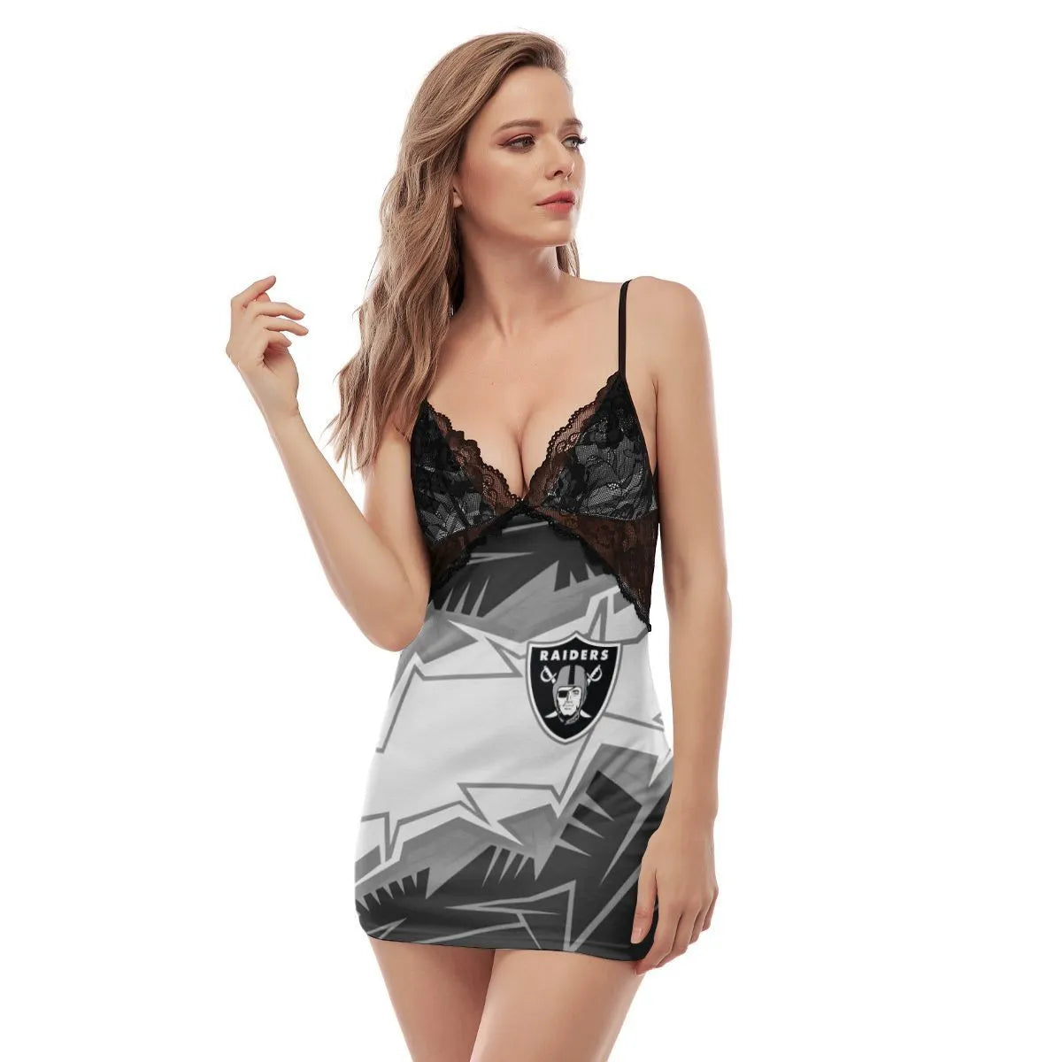 Las Vegas Raiders Halloween Lace Back Strap Slip Dress 344