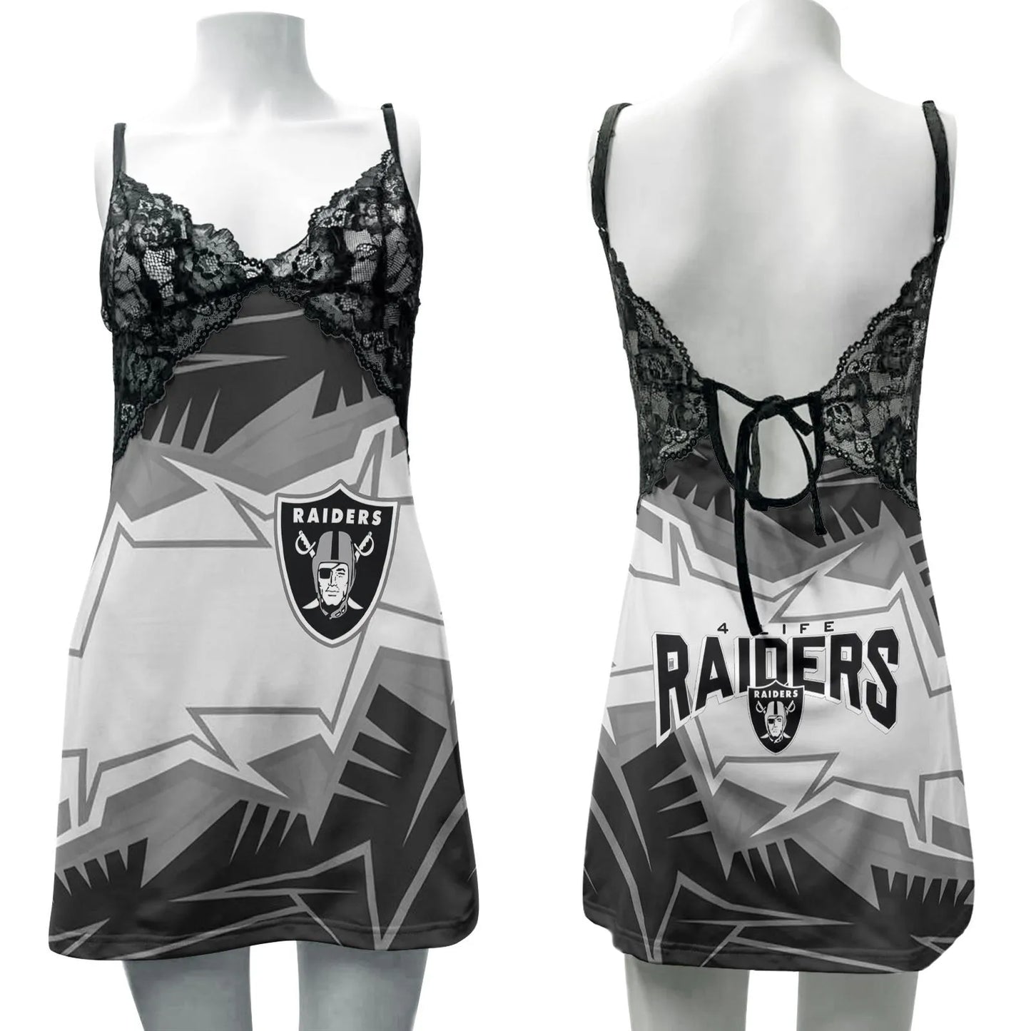 Las Vegas Raiders Halloween Lace Back Strap Slip Dress 344