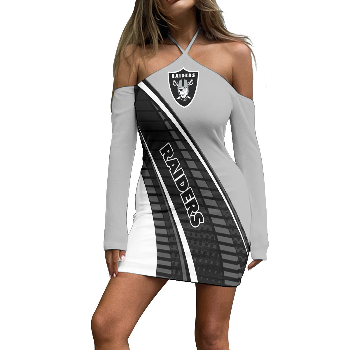Las Vegas Raiders Halter Lace-up Dress 005