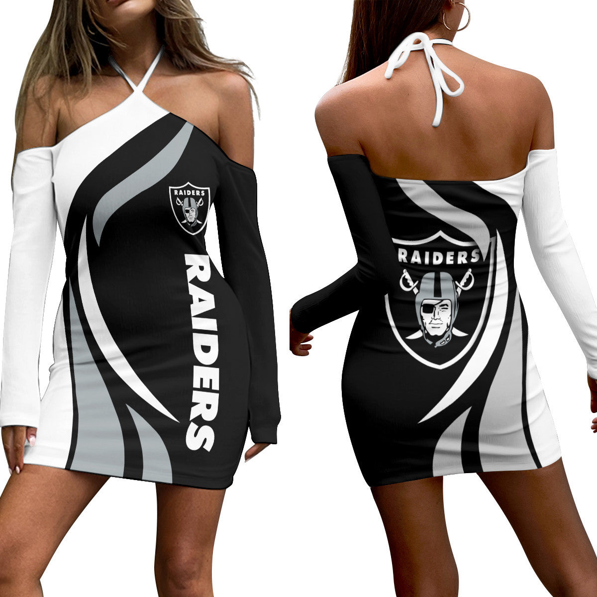 Las Vegas Raiders Halter Lace-up Dress 32