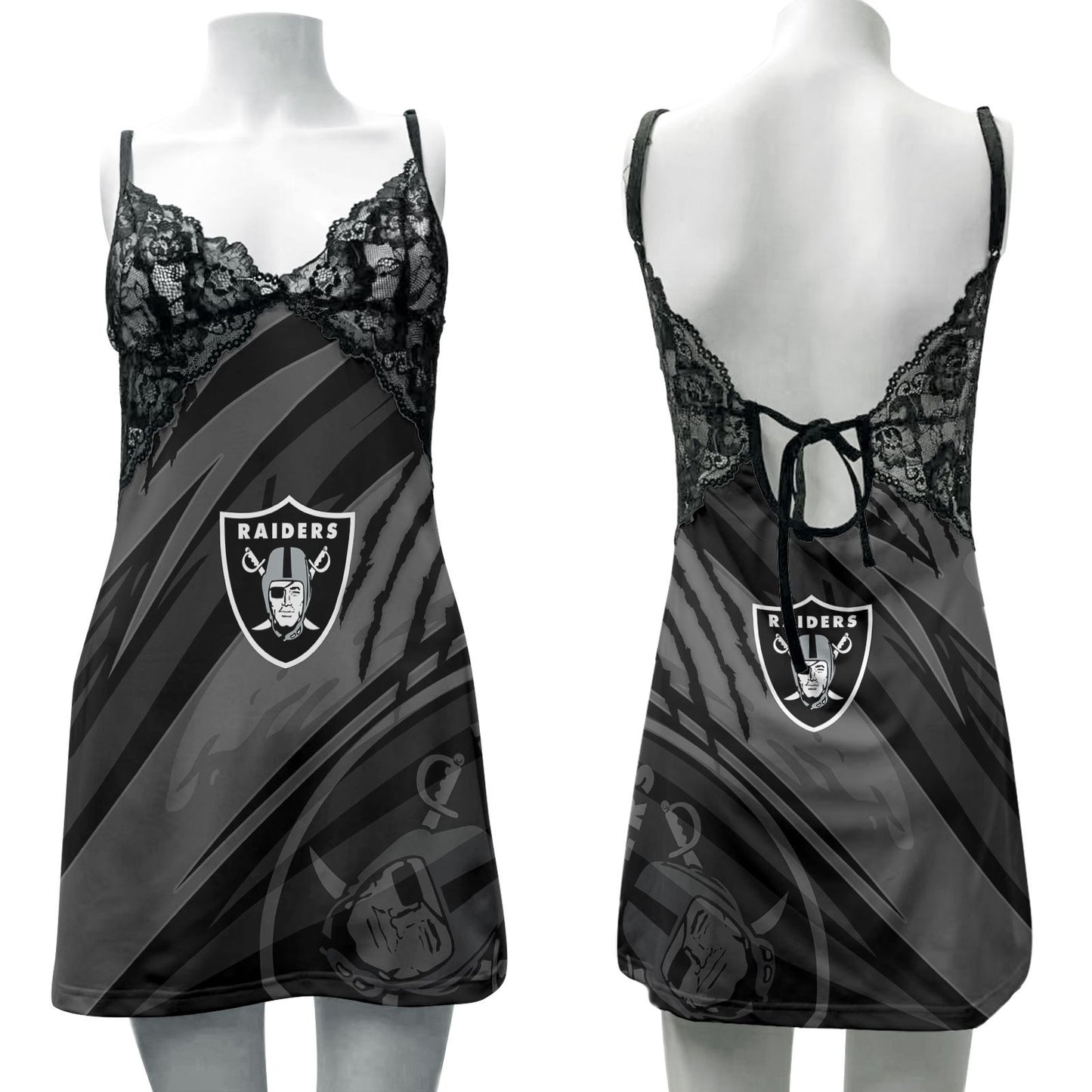 Las Vegas Raiders Lace Back Strap Slip Dress 131