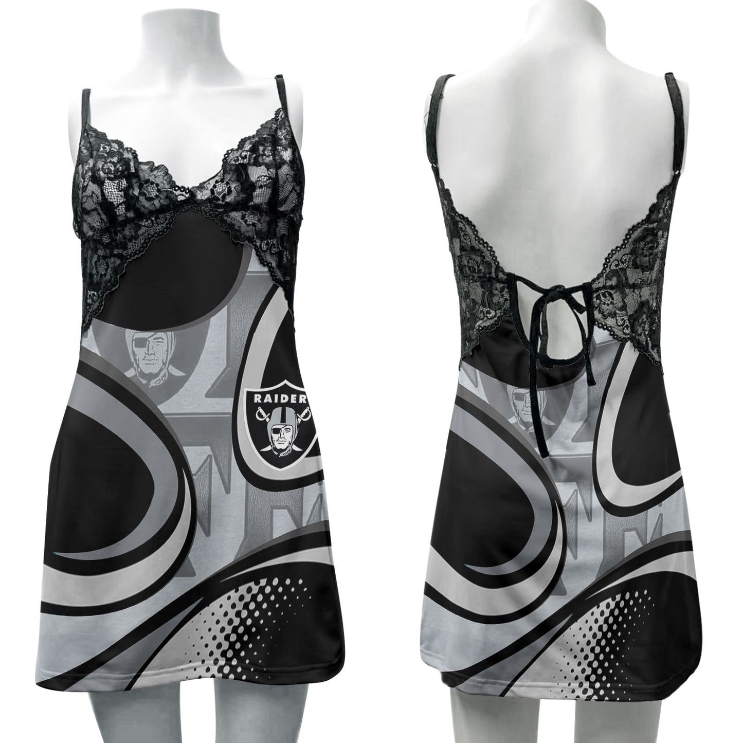 Las Vegas Raiders Lace Back Strap Slip Dress 139