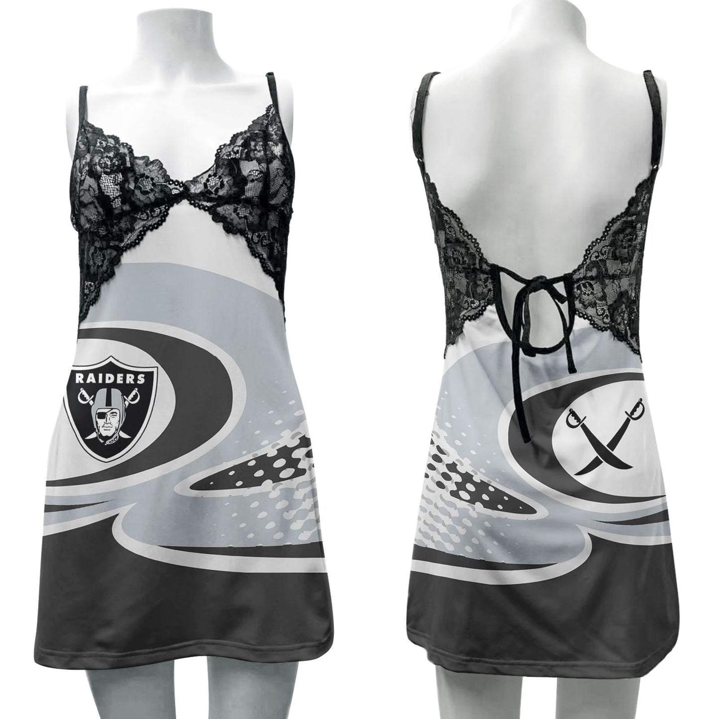 Las Vegas Raiders Lace Back Strap Slip Dress 159