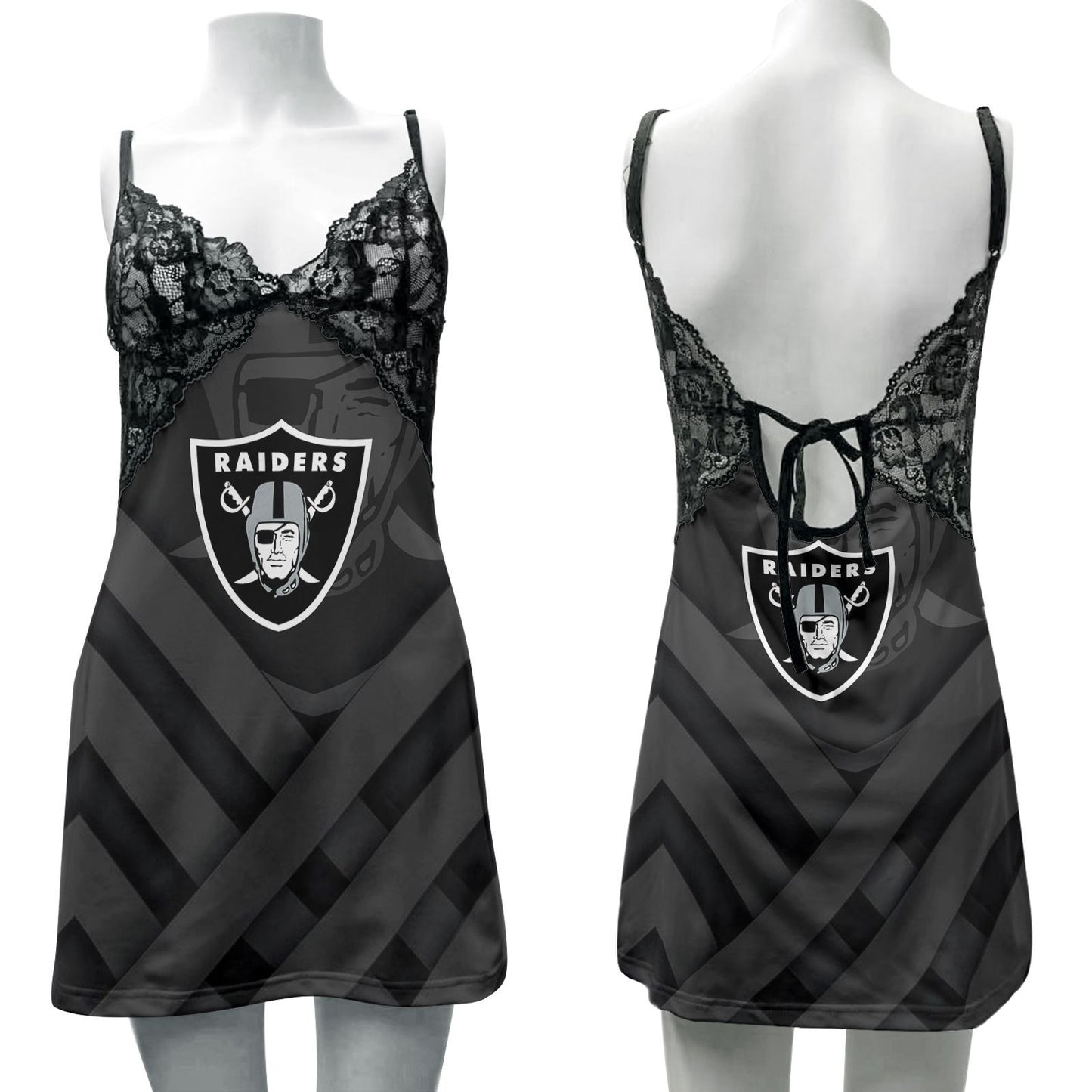 Las Vegas Raiders Lace Back Strap Slip Dress 164