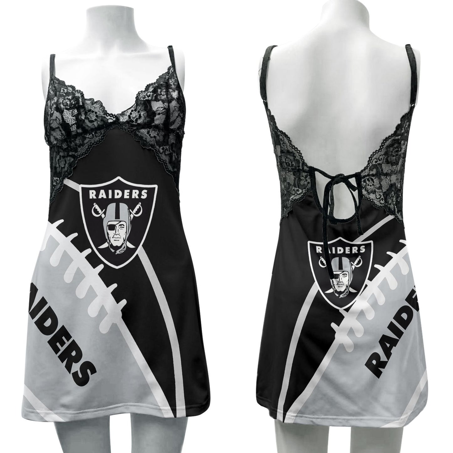 Las Vegas Raiders Lace Back Strap Slip Dress 206
