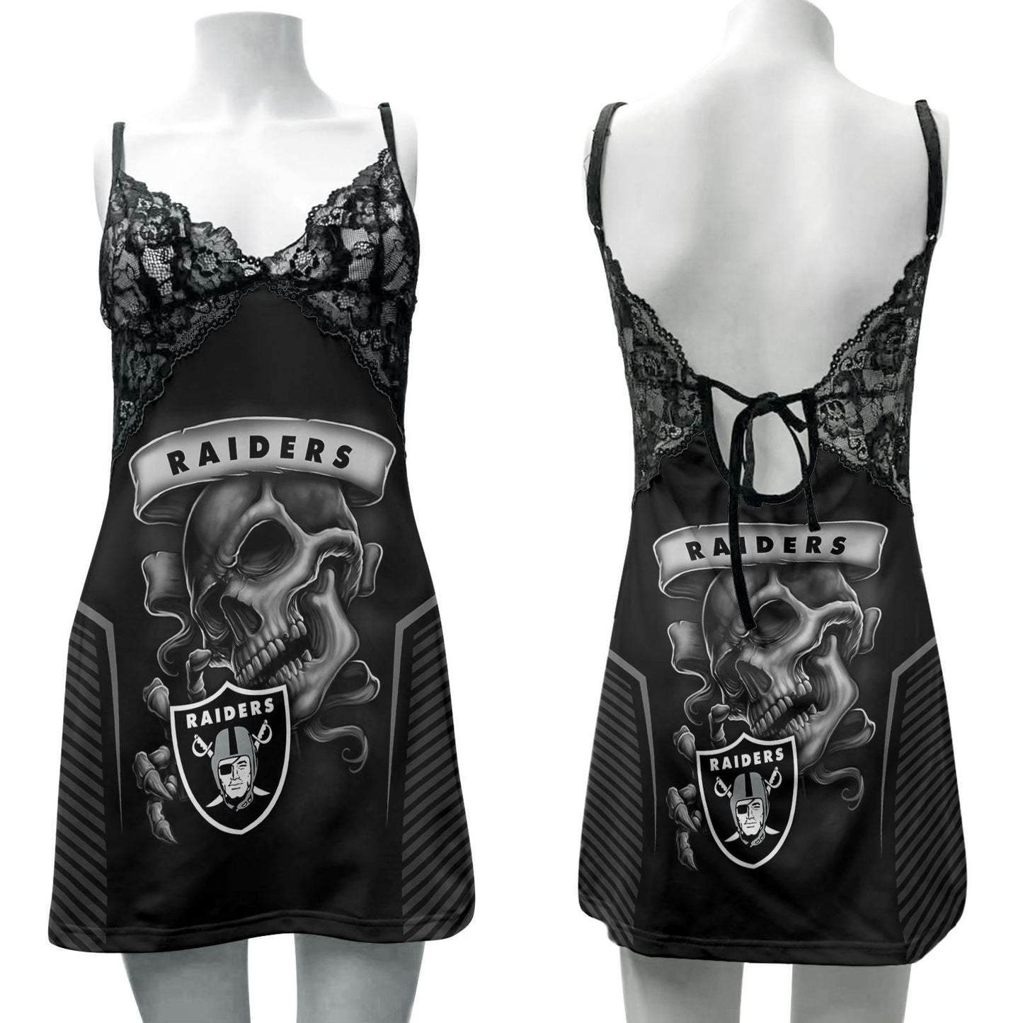 Las Vegas Raiders Lace Back Strap Slip Dress 255
