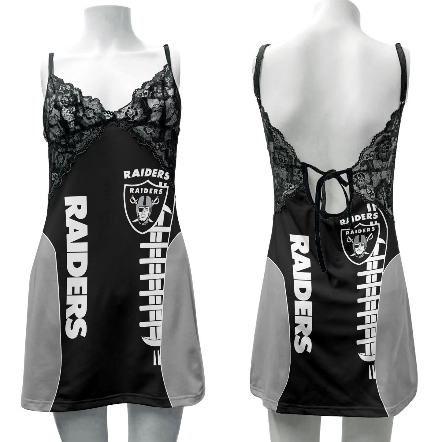 Las Vegas Raiders Lace Back Strap Slip Dress 265