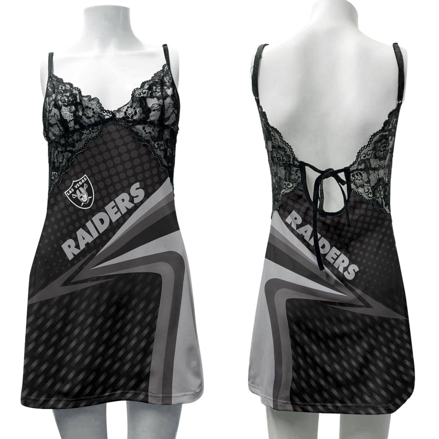 Las Vegas Raiders Lace Back Strap Slip Dress 268