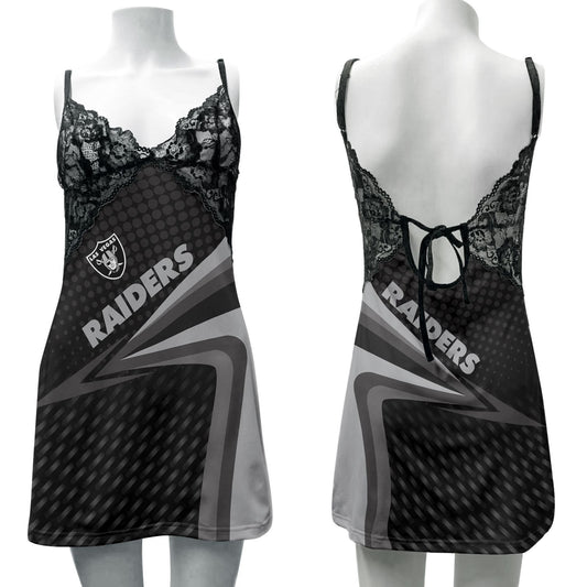 Las Vegas Raiders Lace Back Strap Slip Dress 268