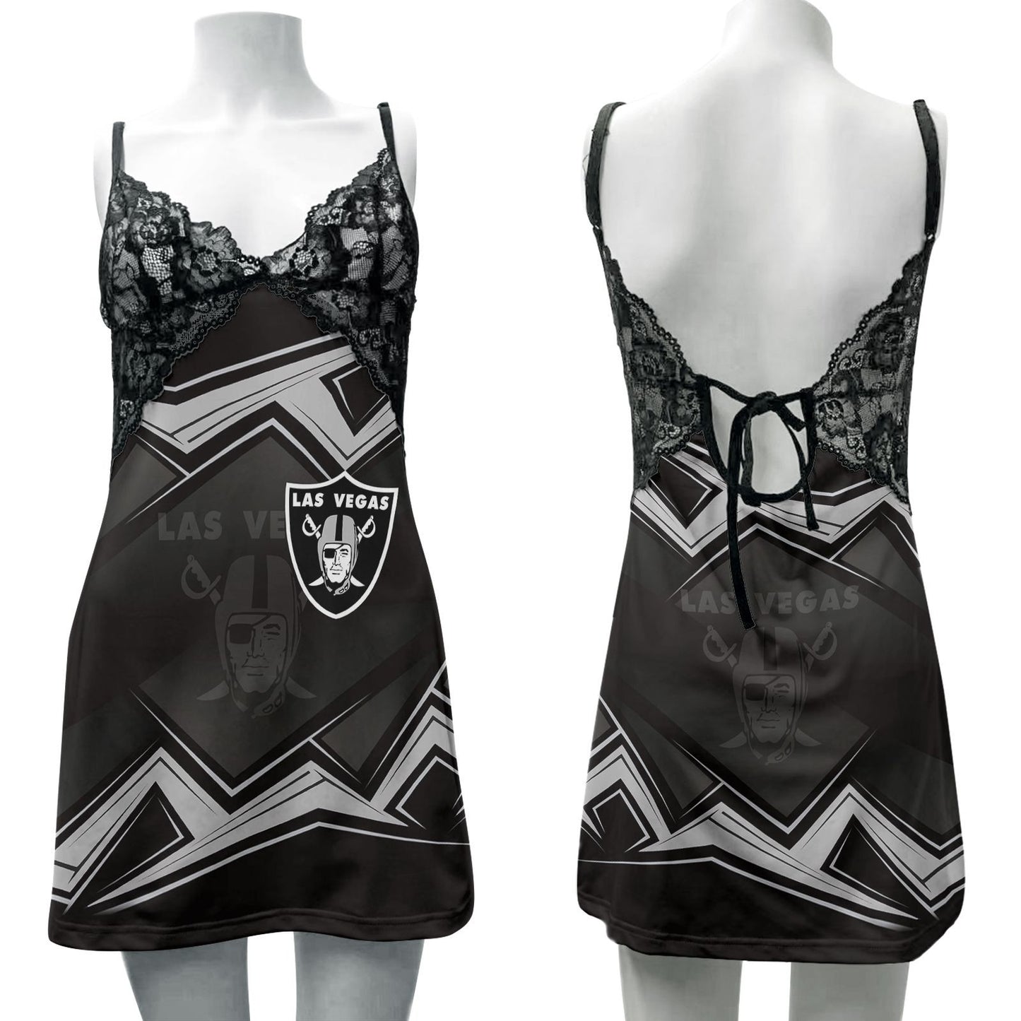 Las Vegas Raiders Lace Back Strap Slip Dress 330