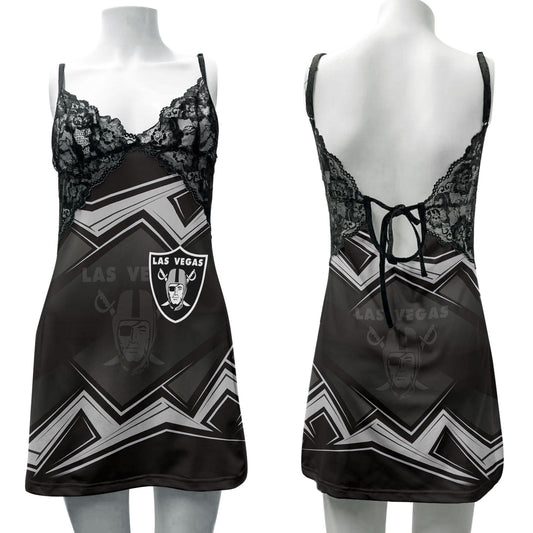 Las Vegas Raiders Lace Back Strap Slip Dress 330