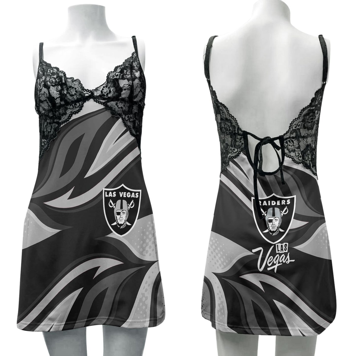 Las Vegas Raiders Lace Back Strap Slip Dress 361