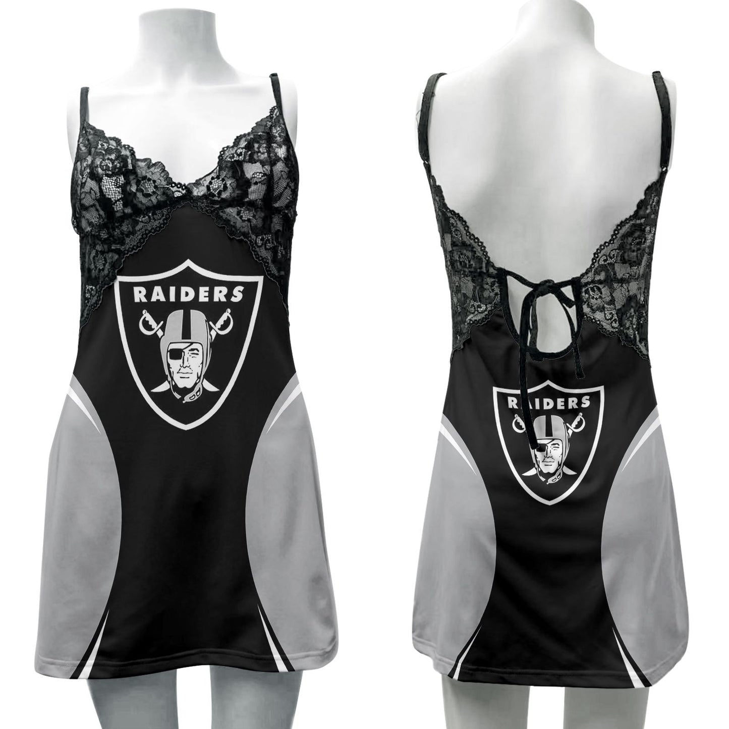 Las Vegas Raiders Lace Back Strap Slip Dress 366