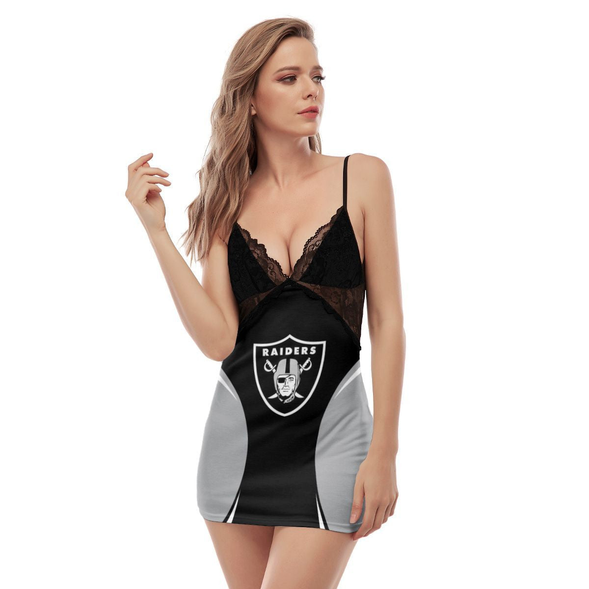 Las Vegas Raiders Lace Back Strap Slip Dress 366