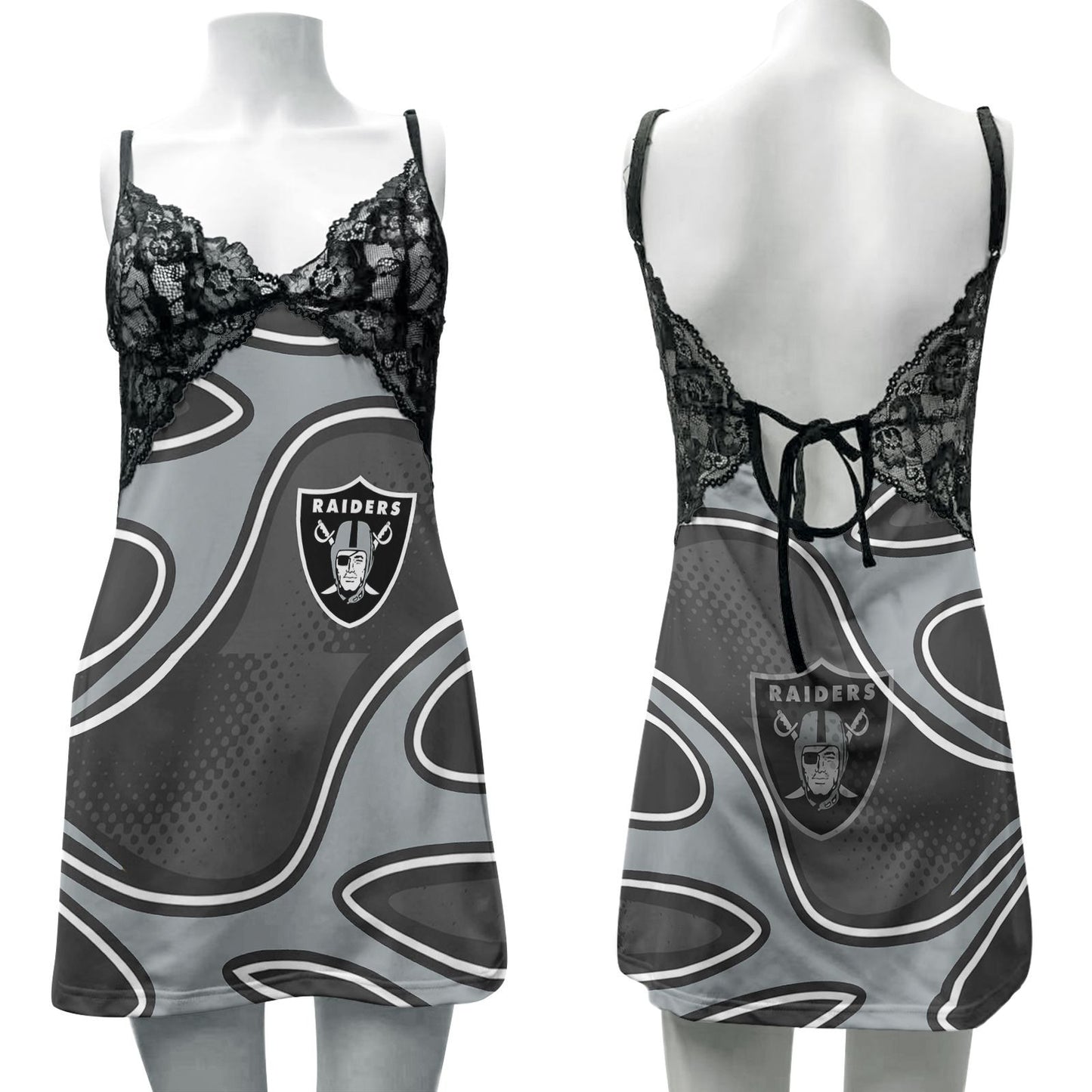 Las Vegas Raiders Lace Back Strap Slip Dress 379